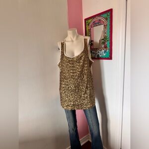 Gold Sequin Women's Tank Top